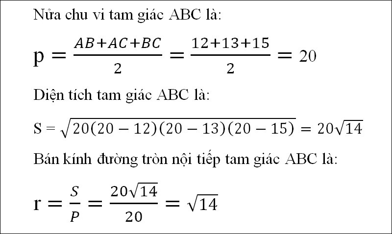 Bài giải bài tập 3 về tâm đường tròn nội tiếp tam giác